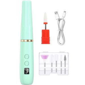Draadloze elektrische nagelbor met 360 graden ring lamp, draagbare nagelmes set voor gel nagels, thuis draagbare manicure set (groen)