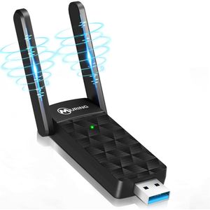 Muring WiFi Adapter USB 3.0 – Dual Band 2.4 GHz & 5 GHz – Tot 1300 Mbps – RTL8812BU Chipset – 2 × 3 dBi Antenne – Plug & Play – Geschikt voor Windows XP/7/8/10/11 - Pro versie