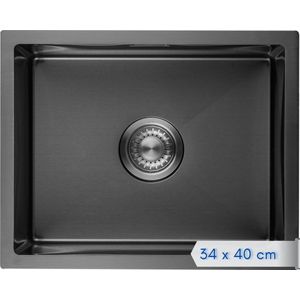 LOMAZOO Spoelbak Antraciet / Gun Metal (34x40) – Spoelbak Keuken - Spoelbakken Keuken – Wasbak Keuken - RVS [NOAH]