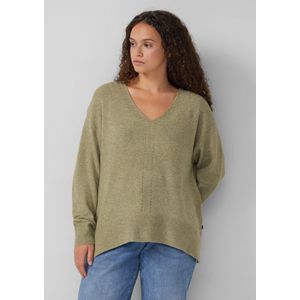QS - Trui - Kaki - Gebreide Trui - V-hals - Lange Mouw