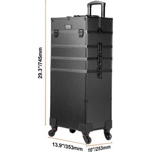 Professionele Make-up Koffer - Zwart - Type B - Extra Groot - Opvouwbaar Werkstation met Ondersteunende Poten - LED Spiegel & Bluetooth