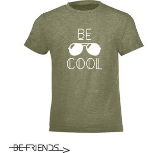 Be Friends T-Shirt - Be Cool - Kinderen - Kaki - Maat 2 jaar