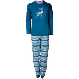 MEQ Heren Pyjama - Gestreept - Ronde Hals - Groen Blauw - Maat S