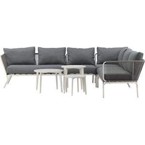 Nest outdoor Hanne Loungeset Grijs - Tuin - Alumnium - met Zitkussens - Hoekbank - Salontafel - Buiten