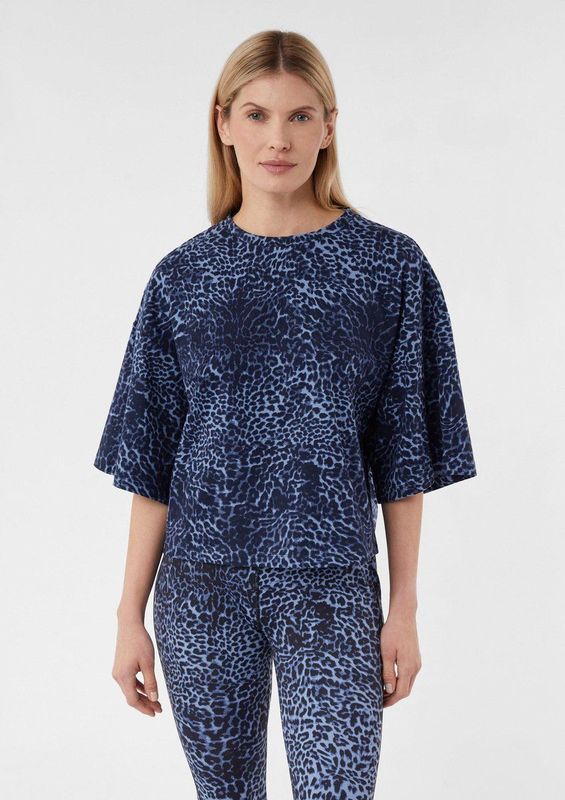 comma - T-Shirt - Luipaardprint - Boxy - Halflange Mouwen