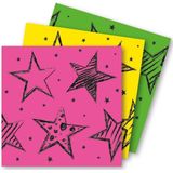 20x Neon kleuren feest servetten groen, geel en roze 33 x 33 cm papier - Kinderfeestje papieren wegwerp tafeldecoraties