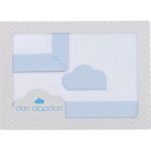 Don Algodon Wieglakenset Cloud Junior Katoen Wit/blauw 3-delig