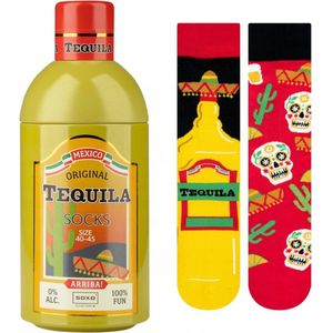 Grappige Tequila sokken in bijpassende geschenkfles - Maat one size (40-45) - geschenk - cadeau -