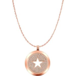 Silventi Lockits Gift Set 8SL SET0075 Stalen Collier met Muntenhanger en 1 Munt Ø 25 mm - Ster - Zirkonia - Roségoudkleurig