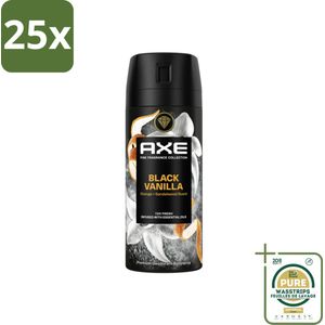 25 x AXE - Deodorant Spray - Black Vanilla - Zoet & Kruidig - Verzorgend - 150 ml - Grootverpakking - Deodorant Spray - AXE - Geur - Zweet - Geurneutraliserend