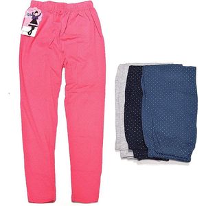 Meisjes legging 4-pack kinderlegging gestipt kinderkleding roze/grijs/blauw/zwart maat 140-146
