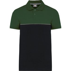 Polo Unisex 5XL WK. Designed To Work Kraag met knopen Korte mouw Black / Forest Green 60% Katoen, 40% Polyester