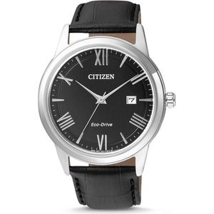 Citizen AW1231-07E - Horloge - Leer - Zilverkleurig - Ø 40 mm