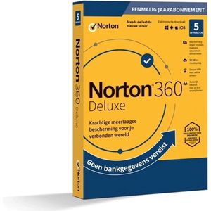 Norton 360 Deluxe - 5 apparaten - 1 jaar - Fysieke KEYCARD - (Geen automatische verlenging)