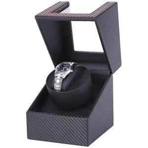 Luxe Horloge Opwinder – Watch Winder Box – Automatische Horloge – Voor 1 Horloge - Ferrari– Zwart/Carbon