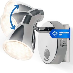 Trango 2635-018 LED-sensor nachtlampje *MILO* met bewegingssensor & automatische functie in chroom Veiligheidslicht direct 230V, fittinglamp, wandlamp, oriëntatielicht, lamp