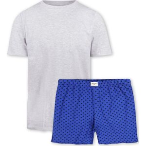 Little Label - korte pyjama heren - grijs X - S / 46-48 - extra zachte bio-katoen