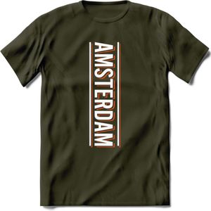 Amsterdam T-Shirt | Souvenirs Holland Kleding | Dames / Heren / Unisex Koningsdag shirt | Grappig Nederland Fiets Land Cadeau | - Leger Groen - XL