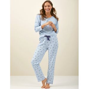 Little Label - pyjama dames - blauw stipjes triangle - XS/34-36 - Zachte BIO Katoen