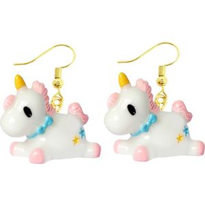 Fako Bijoux® - Oorbellen - Eenhoorn / Unicorn - Kunststof - Regenboog