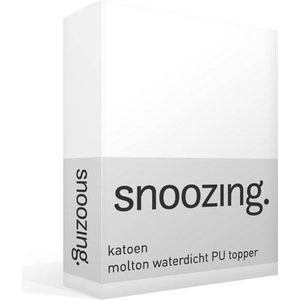 Snoozing Katoen - Molton - Waterdicht PU - Topper - Hoeslaken - Lits-jumeaux - 180x210/220 cm - Wit