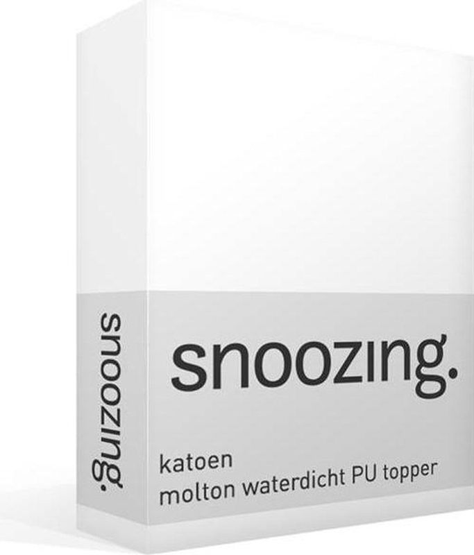 Snoozing Katoen - Molton - Waterdicht PU - Topper - Hoeslaken - Lits-jumeaux - 180x210/220 cm - Wit