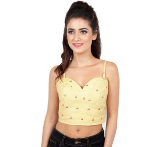 Voodoo Vixen - Natalie Crop top - kersen gestreepte - L - Geel