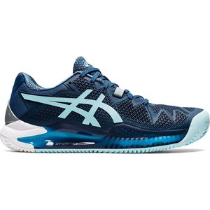 Women's Blue And Grey Asics Gel Resolution 8 Clay 1042a070406 Padel Shoes