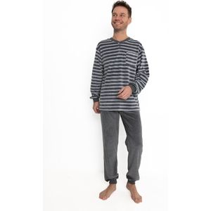 Outfitter - winter heren pyjama 451920 - warm velours - grijs - maat M
