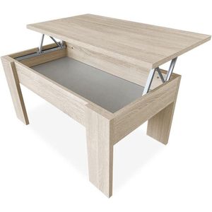 Salontafel openklapbaar voor woonkamer eetkamer - cambria - hout - 90x50x46/57 cm