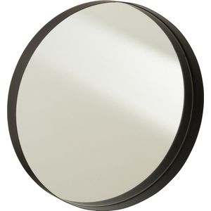 J-Line spiegel Rond Boord - metaal - zwart - medium