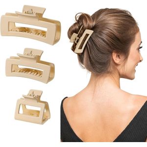 Haar Klemmen - 3 Stuks - Luipaardprint Haar Klem - Sterke Grip Voor Dik Haar - Haaraccessoires Voor Vrouwen Meisjes - Beige
