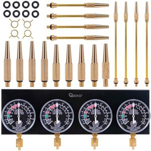 GEKO - Carburateursynchronisatiekit - 26-delige set - 4 Manometers - Flexibele Slangen - 17 Adapters