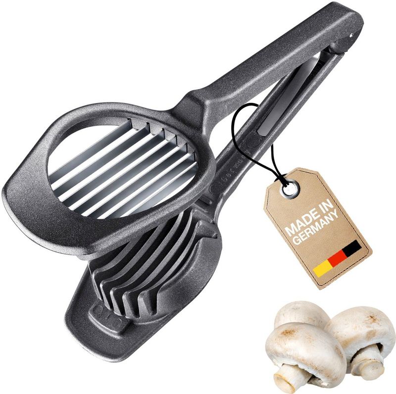 Westmark Fruit- & Champignonsnijder Champion Black Edition – Nauwkeurige schijfjesnijder voor champignons, kiwi's en aardbeien – Antraciet