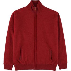 Osborne Knitwear Windstopper cardigan met rits heren – Trui met rits heren in Lamswol - Pullover Heren - Poppy Melange - Zwarte voering - L
