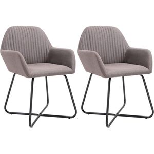 vidaXL Draaibare Eetkamerstoelen Taupe - Set van 2