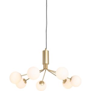 QAZQA coby - Art Deco Hanglamp eettafel voor boven de eettafel | in eetkamer - 7 lichts - Ø 65 cm - Goud/messing - Woonkamer | Slaapkamer | Keuken