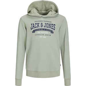 JACK & JONES JUNIOR Hoodie JJELOGO met Tekst Pistache Groen