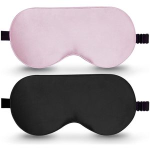 Vitdipy - 2 Stuks - Slaapmasker - Oogmasker - Verstelbaar - 100% Verduisterend - Voor Mannen, Vrouwen en Kinderen - Zwart/Roze