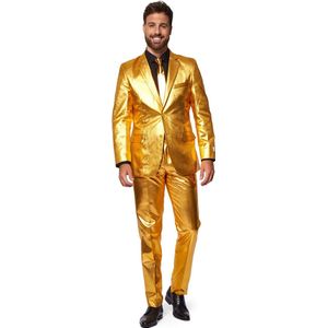 OppoSuits Groovy Gold - Heren Carnaval Kostuum - Glimmend - Goud - Maat EU 48