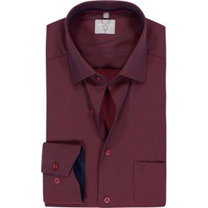 MARVELIS - Comfort Fit - Overhemd - Bordeaux Rood - Strijkvrij - Boordmaat 44