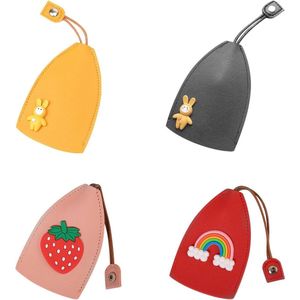 Schattige creatieve uittrekbare PU lederen sleuteletui - Grote capaciteit - Geel - 7 * 11 cm .