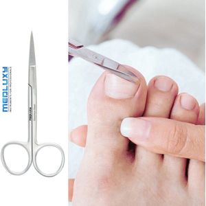 MEDLUXY® Pro - Professionele Nagelschaar -Lang - 11 cm - Snijvlak Smal Gebogen [Nagelhoeken, vingernagels en teennagels, Pedicure - Manicure Nagel Schaar - RVS]