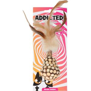 Addicted Wooden Wobbler with Feathers– Kattenspeeltje gemaakt met Madnip – Met Kattenkruid – 20 cm
