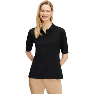 FALKE Basic Pique Polo zacht huidvriendelijk katoen polo shirt dames zwart - maat XS