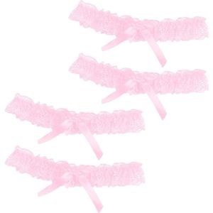 Allecto Plus - Kousenband bruiloft bruid kant roze XL met cadeau bruidsaccessoires
