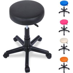 Verstelbare Kantoorkruk met Wielen voor Schoonheidssalon, Massage, Fysiotherapie en Cosmetica - Zwart