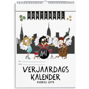 Verjaardagskalender A5 - vrolijke kalender met ringband voor alle maanden van het jaar voor verjaardagen - muzikale editie
