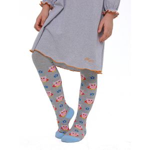 RobyKris Kids Trendy Maillot met uil - Katoen - Grijs gemêleerd - Maat 116-122