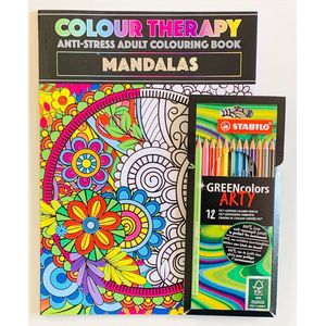 Tekenset - Kleurboek mandala + STABILO kleurpotloden - Kleurboek voor volwassen - Kleurpotloden - Kleurboek voor volwassenen - Kleurpotloden voor volwassenen - Potloden - Tekenset volwassenen